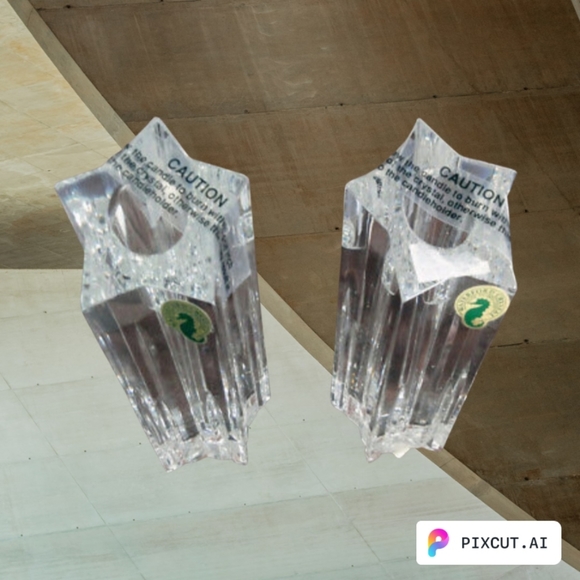 WATERFORD Star Candlestick One Pair NIB made Ireland #108046 Never Used - Picture 2 of 4